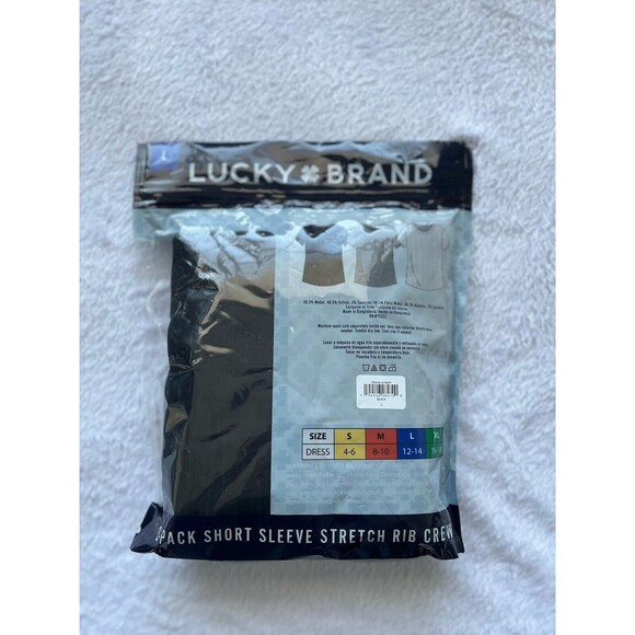 Lucky Brand T Shirt Short Sleeve Women’s L Cotton Blend Ribbed Stretch‎ Soft 3pk - Picture 2 of 2